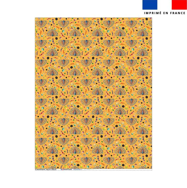 Coupon couverture imprimé mini paon bonbons - Création Stillistic