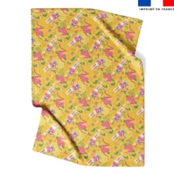 Coupon couverture imprimé mini lapin printanier jaune - Création Stillistic