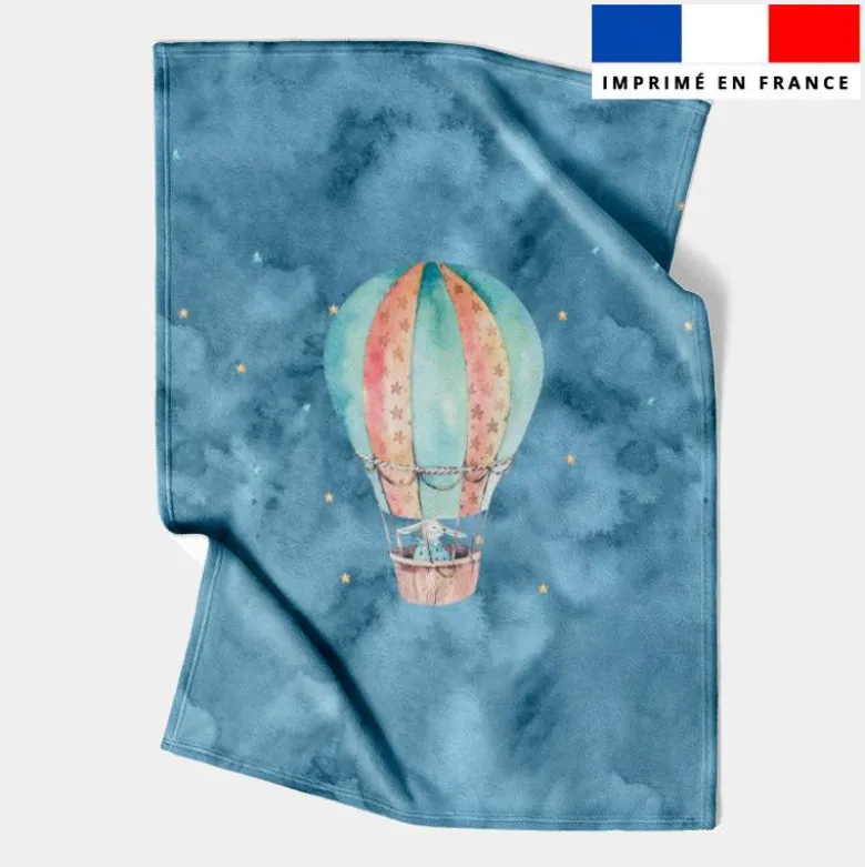 Coupon couverture imprimé montgolfière aquarelle