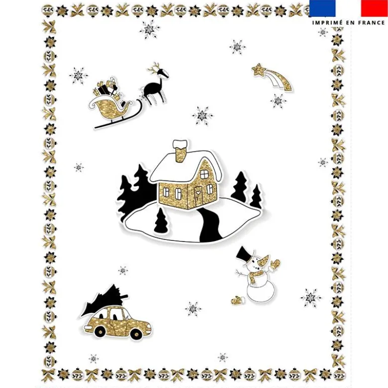 Coupon couverture imprimé noel or