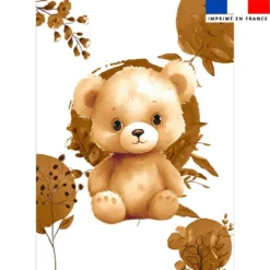 Coupon couverture imprimé ourson aquarelle