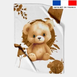 Coupon couverture imprimé ourson aquarelle