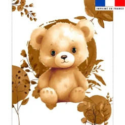Coupon couverture imprimé ourson aquarelle