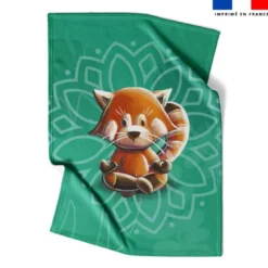 Coupon couverture imprimé panda roux yoga lotus - Création Stillistic