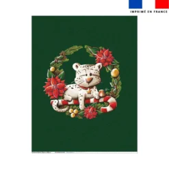 Coupon couverture imprimé panthère couronne de Noël - Création Stillistic
