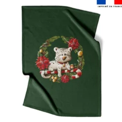 Coupon couverture imprimé panthère couronne de Noël - Création Stillistic