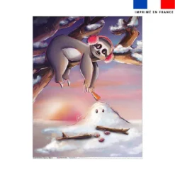 Coupon couverture imprimé paresseux d'hiver - Création Stillistic