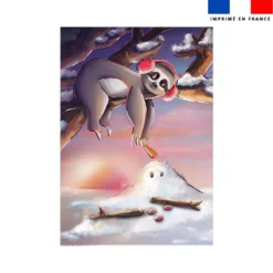 Coupon couverture imprimé paresseux d'hiver - Création Stillistic