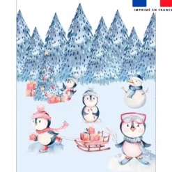 Coupon couverture imprimé pingouin de Noel