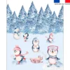 Coupon couverture imprimé pingouin en hiver