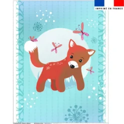 Coupon couverture imprimé renard et papillons - Création Nidillus