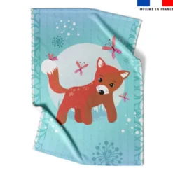 Coupon couverture imprimé renard et papillons - Création Nidillus