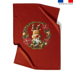 Coupon couverture imprimé renne couronne de Noël - Création Stillistic