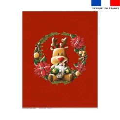 Coupon couverture imprimé renne couronne de Noël - Création Stillistic