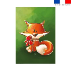 Coupon couverture imprimé renard et noeud rouge - Création Stillistic