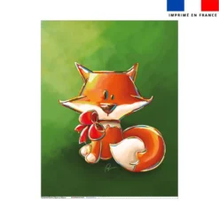Coupon couverture imprimé renard et noeud rouge - Création Stillistic