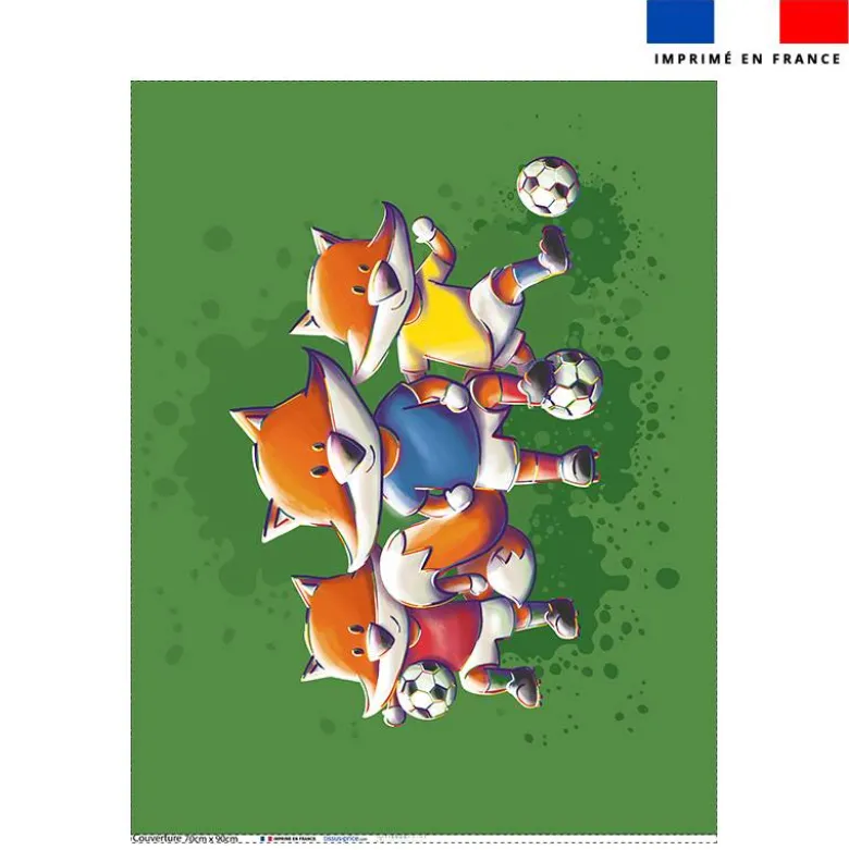 Coupon couverture imprimé renard foot - Création Stillistic