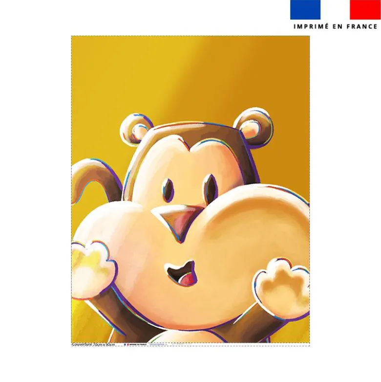 Coupon couverture imprimé Singe Lou-Stick - Création Stillistic