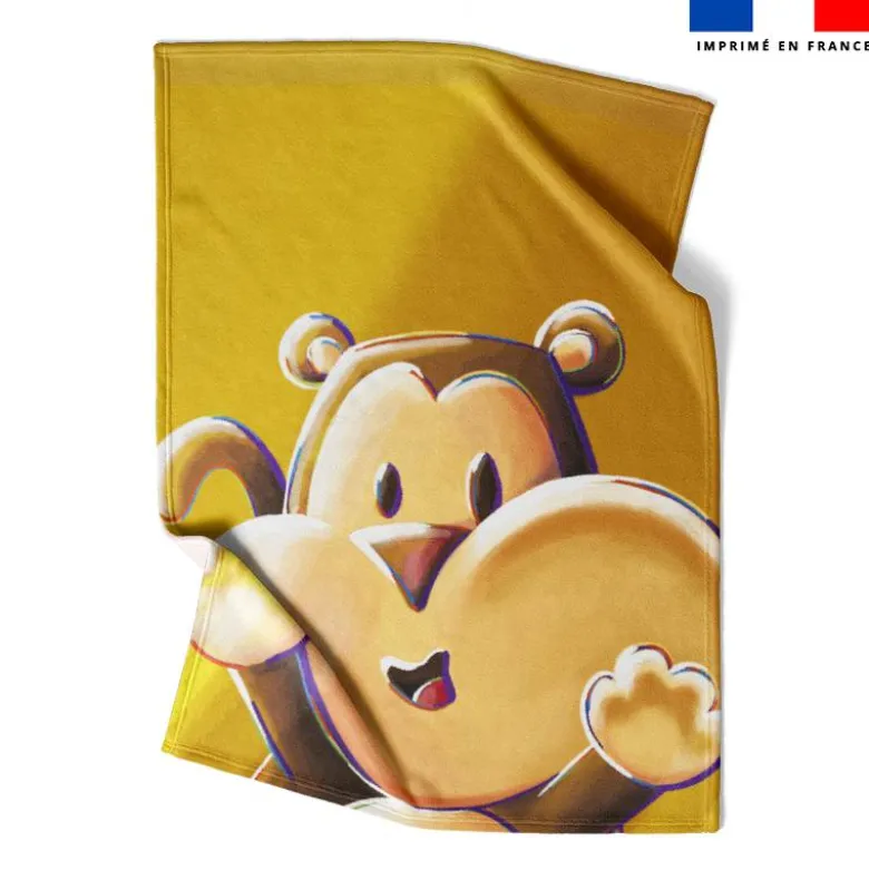 Coupon couverture imprimé Singe Lou-Stick - Création Stillistic