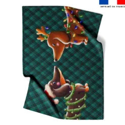 Coupon couverture imprimé Teckels de Noël - Création Stillistic