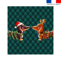 Coupon couverture imprimé Teckels de Noël - Création Stillistic