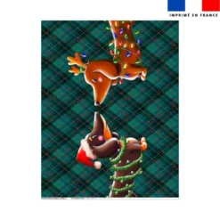 Coupon couverture imprimé Teckels de Noël - Création Stillistic