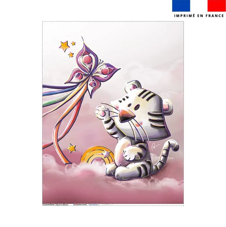 Coupon couverture imprimé tigre blanc - Création Stillistic