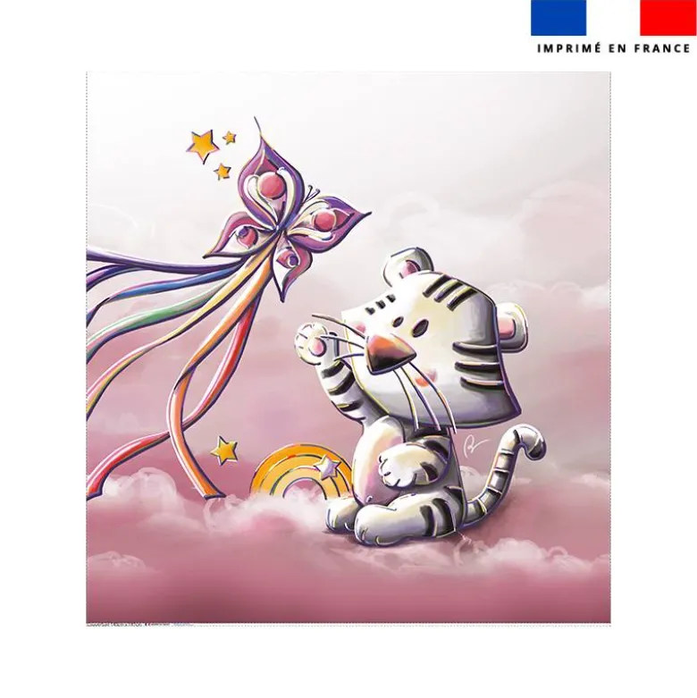 Coupon couverture imprimé tigre blanc - Création Stillistic