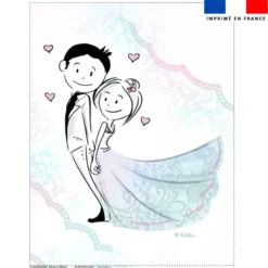 Coupon couverture imprimé vive les mariés - Création Nidillus