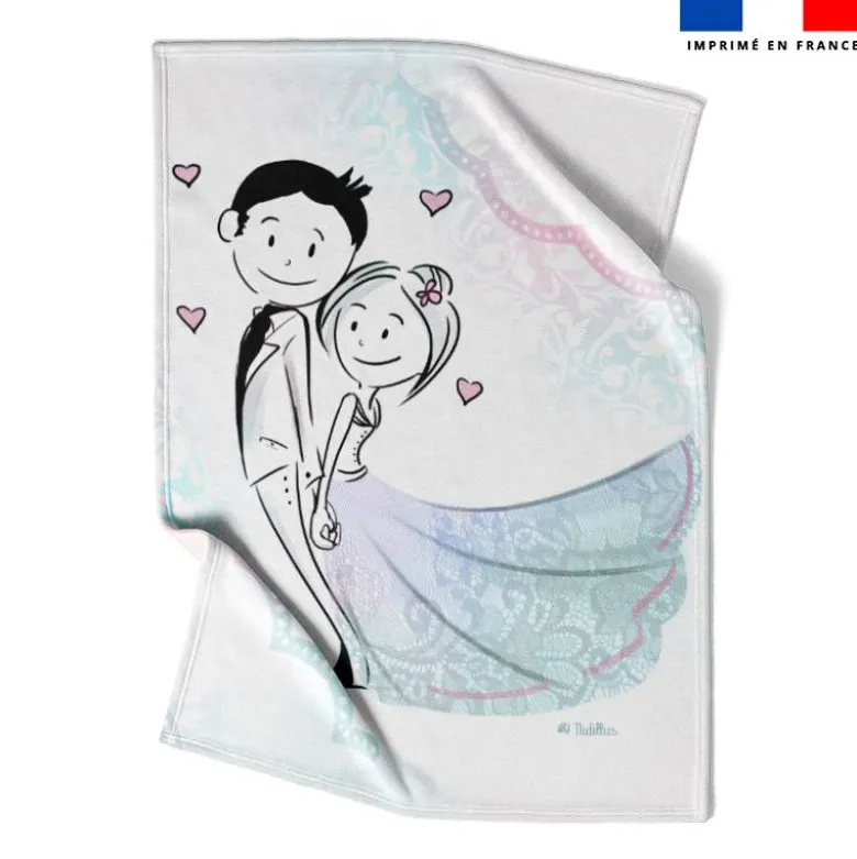 Coupon couverture imprimé vive les mariés - Création Nidillus