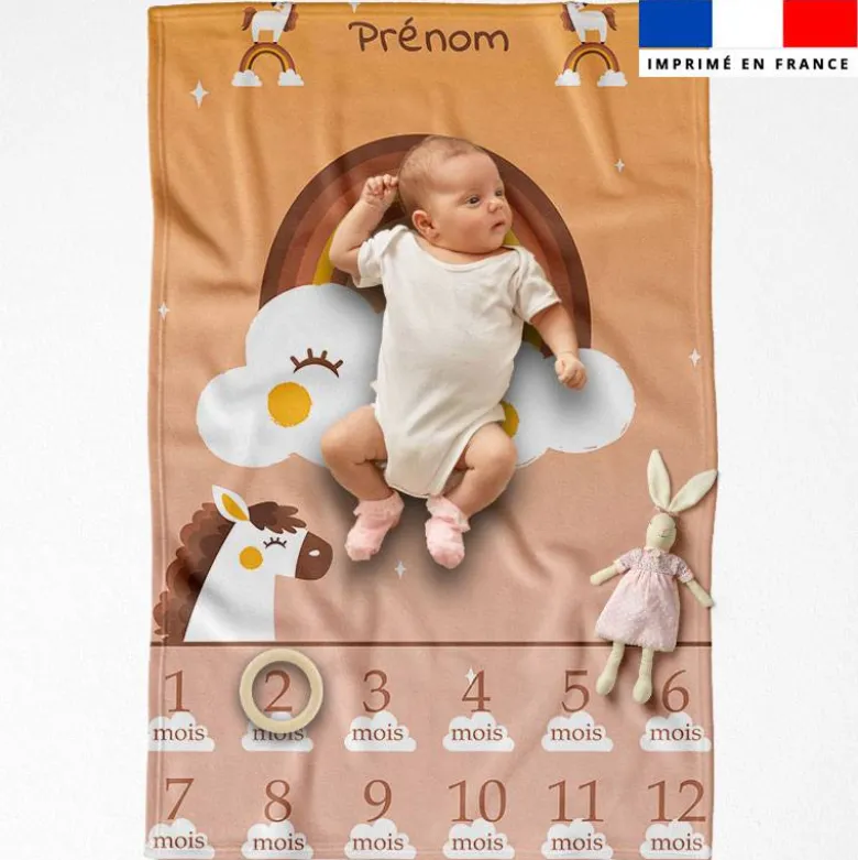 Coupon couverture mensuelle bébé personnalisée - Cheval