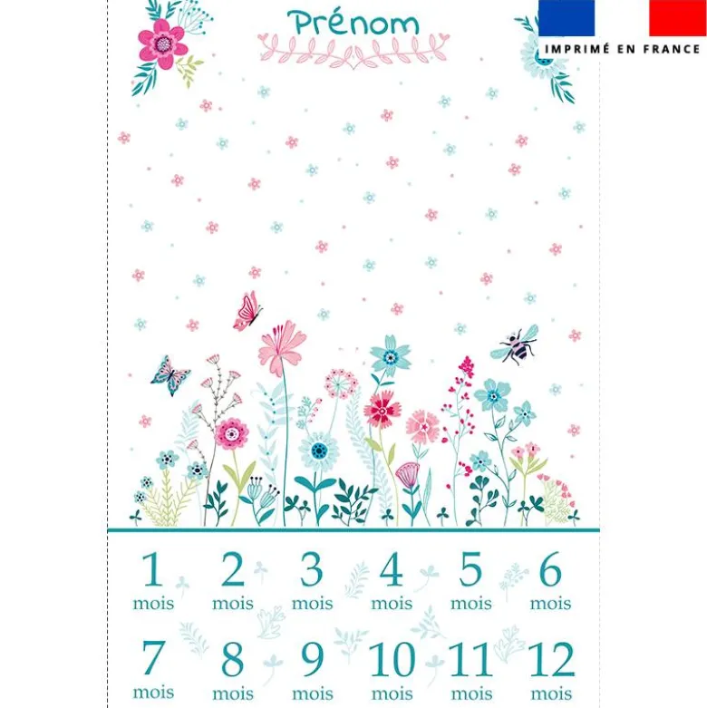 Coupon couverture mensuelle bébé personnalisée - Flower