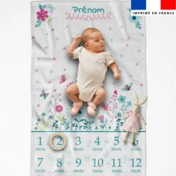 Coupon couverture mensuelle bébé personnalisée - Flower