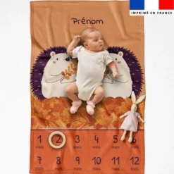 Coupon couverture mensuelle bébé personnalisée - Animaux d'automne