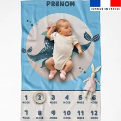 Coupon couverture mensuelle bébé personnalisée - Animaux de l'océan