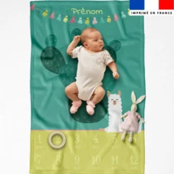 Coupon couverture mensuelle bébé personnalisée - Lama