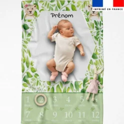 Coupon couverture mensuelle bébé personnalisée - Animaux aquarelle