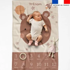 Coupon couverture mensuelle bébé personnalisée - Petit ourson