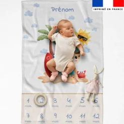 Coupon couverture mensuelle bébé personnalisée - Animaux d'été