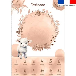 Coupon couverture mensuelle bébé personnalisée - Agneau aquarelle