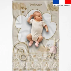 Coupon couverture mensuelle bébé personnalisée - Lapin dans les nuages