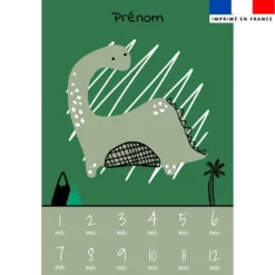 Coupon couverture mensuelle bébé personnalisée - Dino vert