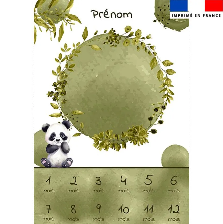Coupon couverture mensuelle bébé personnalisée - Panda aquarelle
