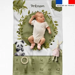Coupon couverture mensuelle bébé personnalisée - Panda aquarelle