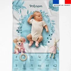 Coupon couverture mensuelle bébé personnalisée - Labrador aquarelle