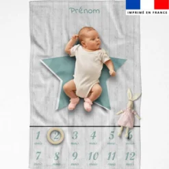 Coupon couverture mensuelle bébé personnalisée - Étoile verte
