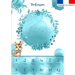 Coupon couverture mensuelle bébé personnalisée - Écureuil aquarelle