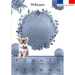 Coupon couverture mensuelle bébé personnalisée - Husky aquarelle