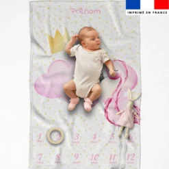 Coupon couverture mensuelle bébé personnalisée - Sweet flamant rose