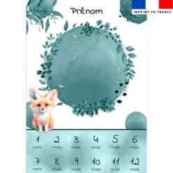 Coupon couverture mensuelle bébé personnalisée - Renard aquarelle